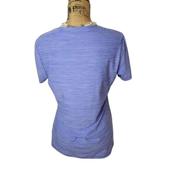 Adidas Womens Climalite Tee M Violet Ppl Striped V-Neck Athletic Sporty Tech - Picture 4 of 6